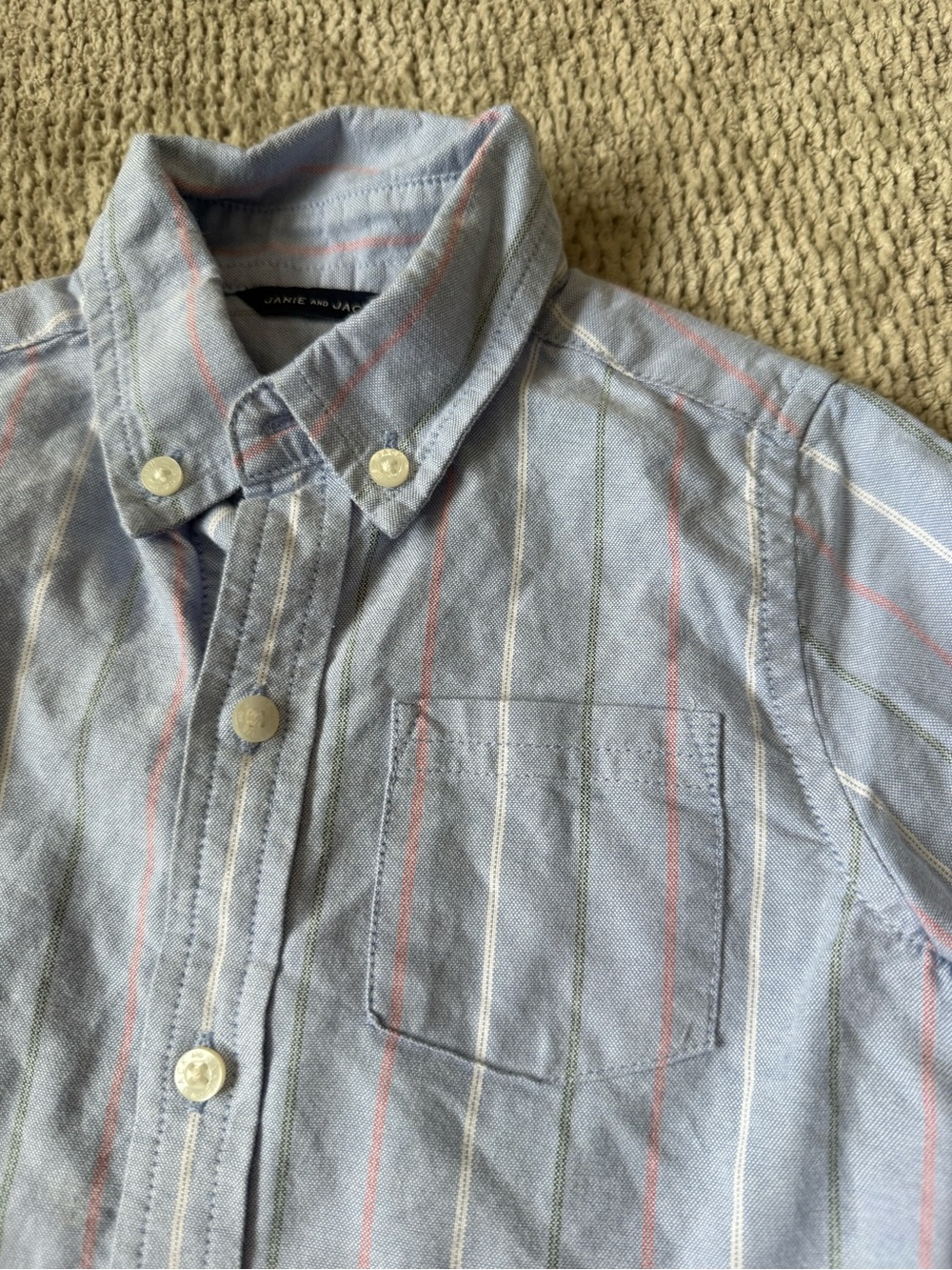 Janie And Jack Blue Striped Oxford Button Down Shirt Toddler Boys‎ 2T Preppy